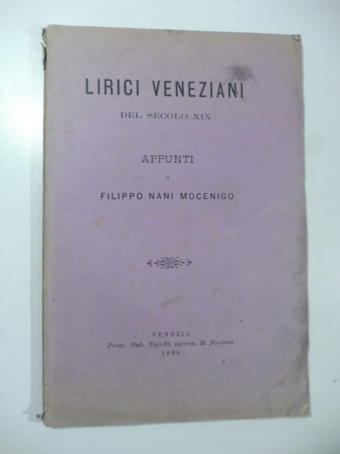 Lirici veneziani del secolo XIX. Appunti